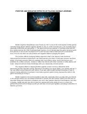 negative effect of mobile legends|(DOC) Mobile Legends: Impacts on the Academic .
